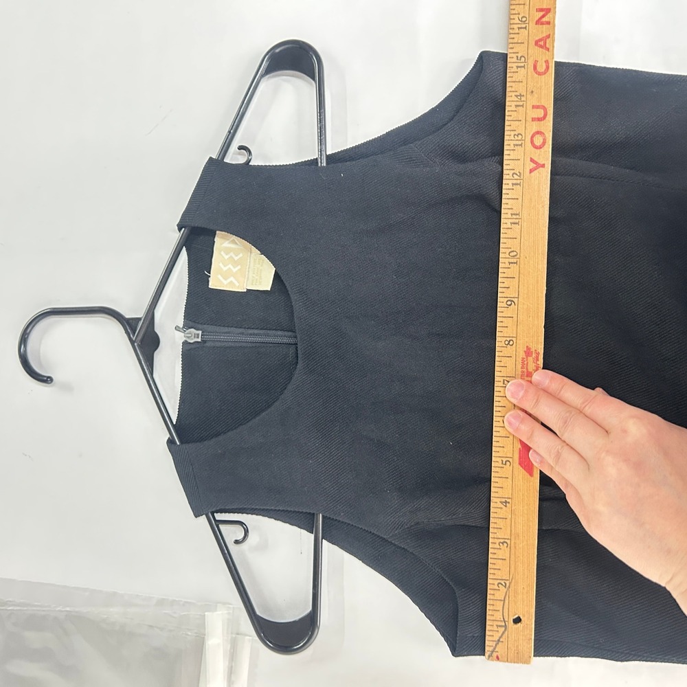 90s Minimalist Seed Black Ribbed Fitted Mini Dress 4 Grunge Goth Dark Academia - Picture 7 of 8